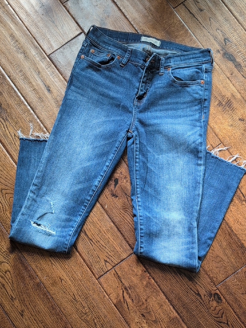 Madewell Medium Blue Distressed Ankle Jeans